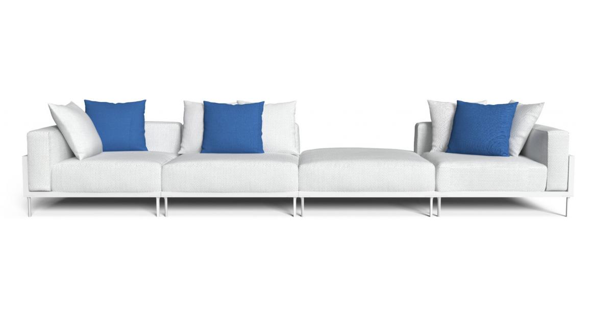 "CleoSoft//Alu Modular Sofa by TalentiSpa with modular design for versatile outdoor arrangements."