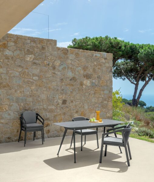 Nova Dining Armchair by Talenti – contemporary outdoor chair with clean lines and soft cushions