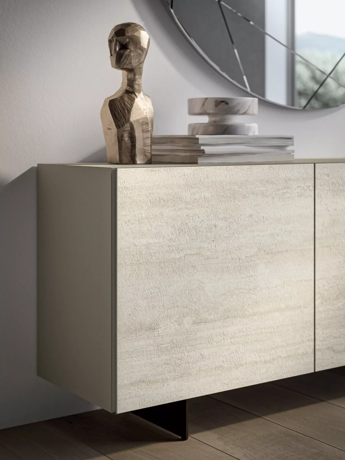Luxury contemporary Olympia sideboard by Bontempi, showcased at Troy Michigan showroom