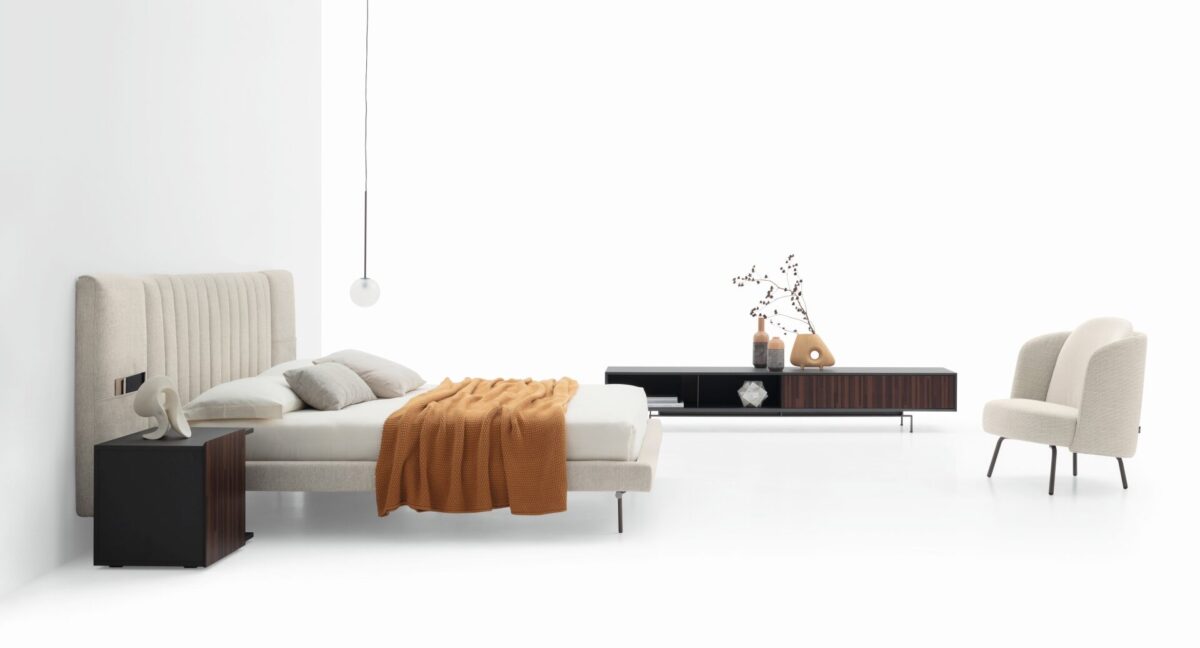 “OTELLO bed frame by Ditre Italia – sophisticated Italian design combining comfort, elegance, and simplicity”
