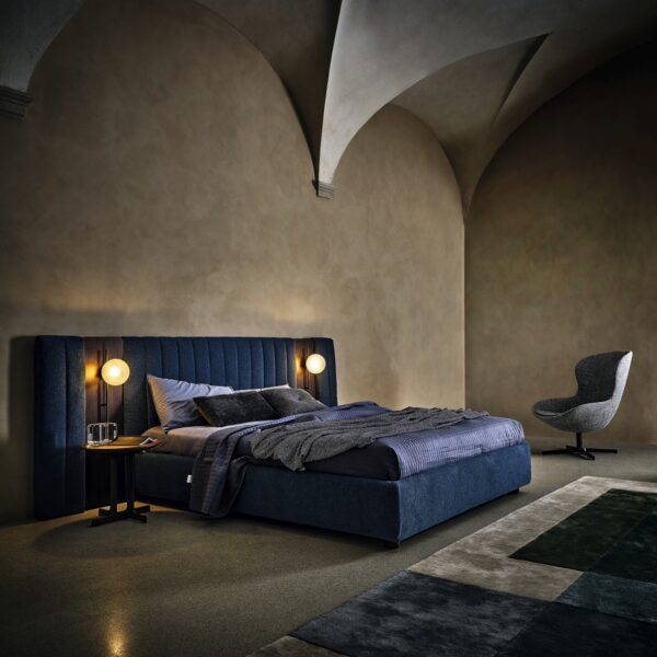 “OTELLO upholstered bed by Ditre Italia – stylish Italian bedroom furniture with refined detailing and low-profile base”
