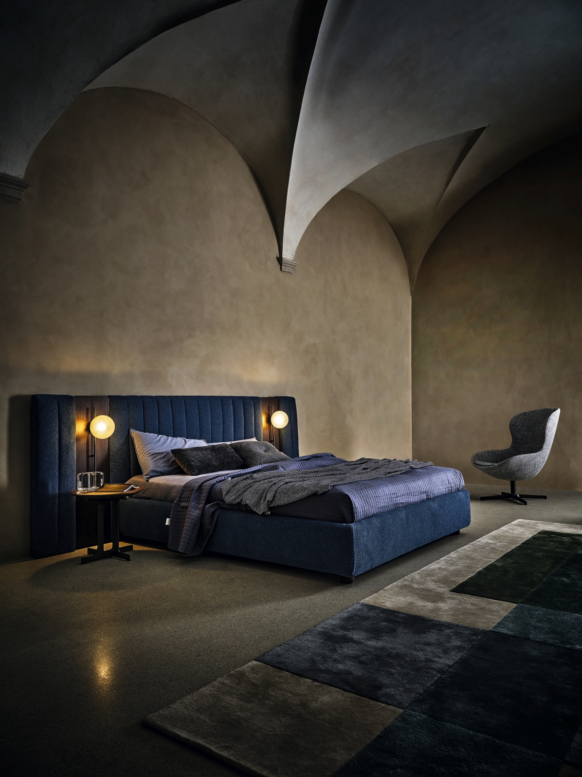 “OTELLO upholstered bed by Ditre Italia – stylish Italian bedroom furniture with refined detailing and low-profile base”