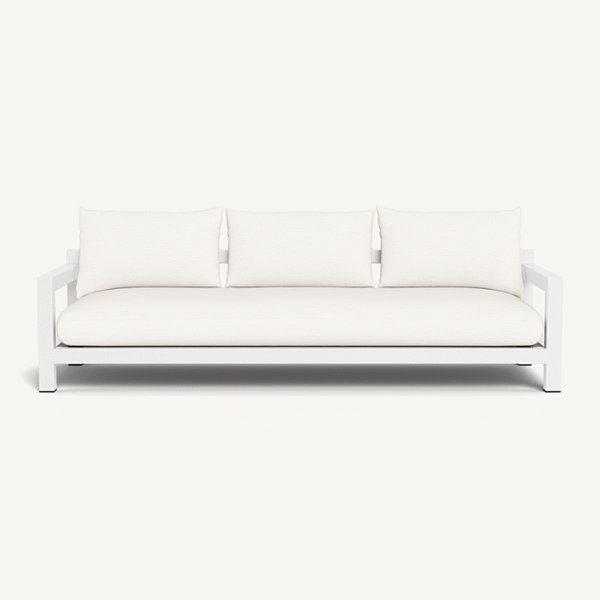 “Pacific Aluminum 3 Seat Sofa by Harbour – modern outdoor three-seater with powder-coated aluminum frame and deep cushions”