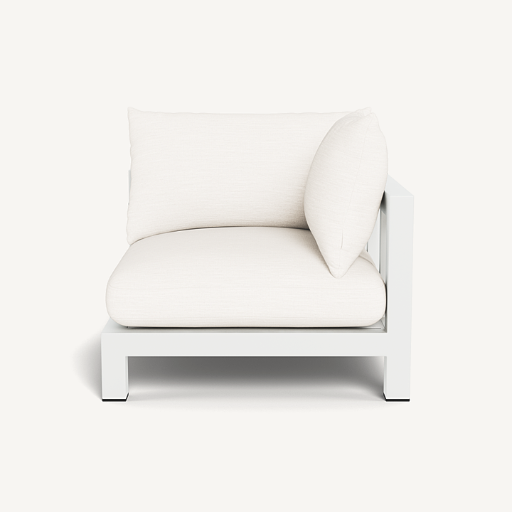 “Pacific Aluminum Corner Seat by Harbour – modern outdoor sectional unit with sleek aluminum frame”