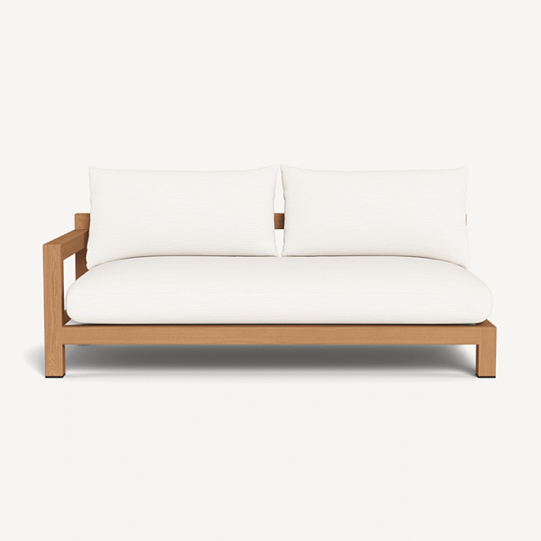 “Pacific Teak 2 Seat 1 Arm Sofa by Harbour – modern outdoor seating with natural teak frame”