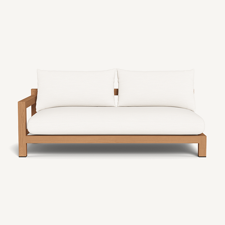 “Pacific Teak 2 Seat 1 Arm Sofa by Harbour – modern outdoor seating with natural teak frame”