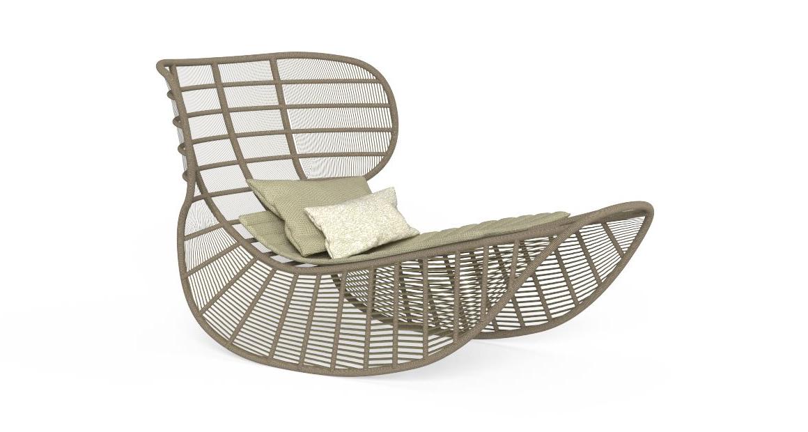 Luxury contemporary Panama Rocking Bed by Ludovica + Roberto Palomba for Talentispa, high-end Italian outdoor furniture for Birmingham, Michigan.