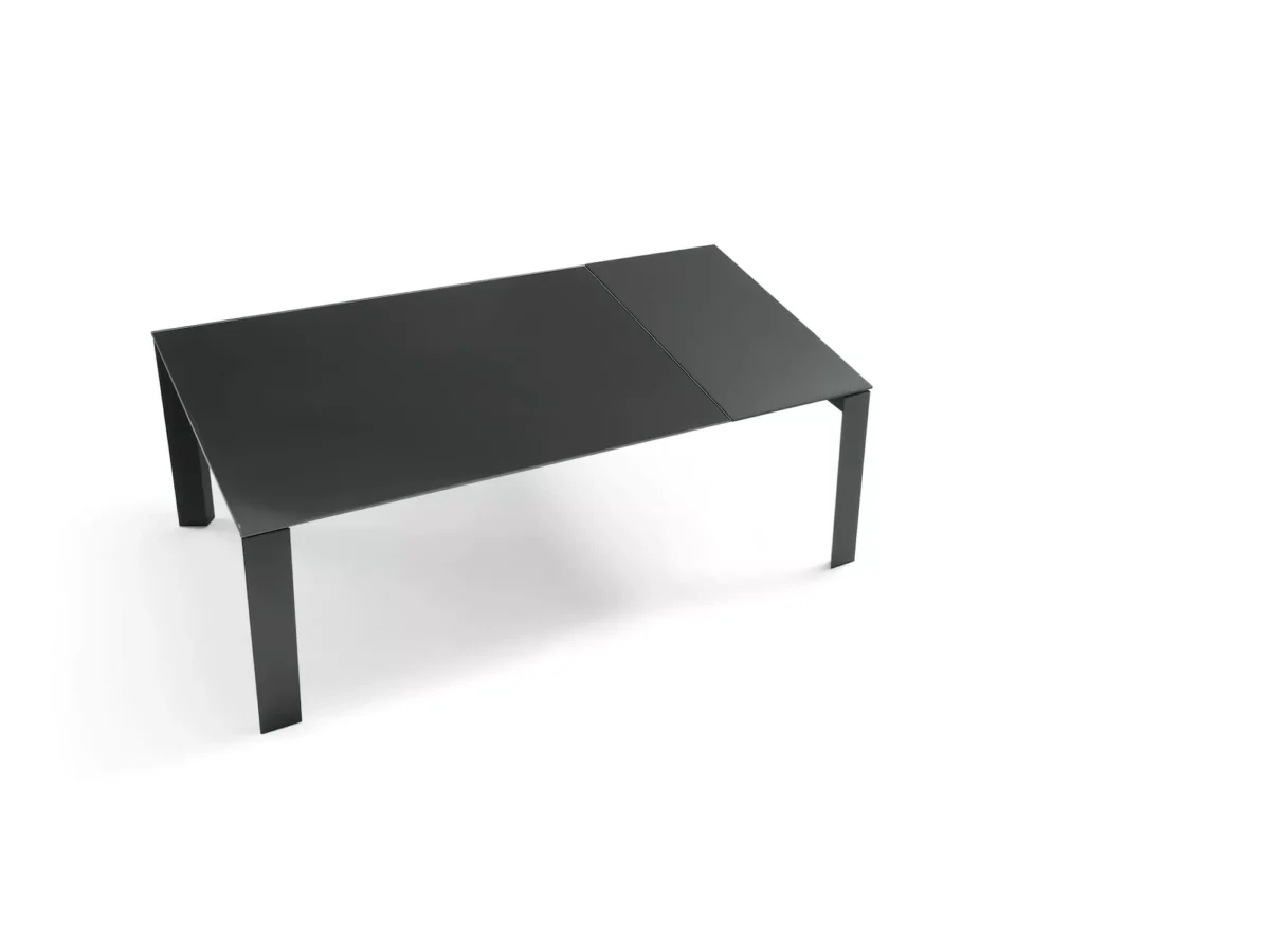 Elegant Pascal table in Velvet Matt Anti-Scratch White lacquered glass finish, set in a contemporary dining room.