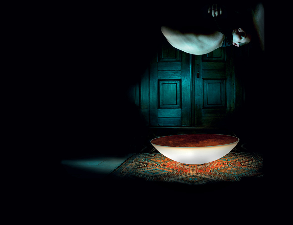 Sthelar by Foscarini standing light fixture in a chic living room in Troy, Michigan.
