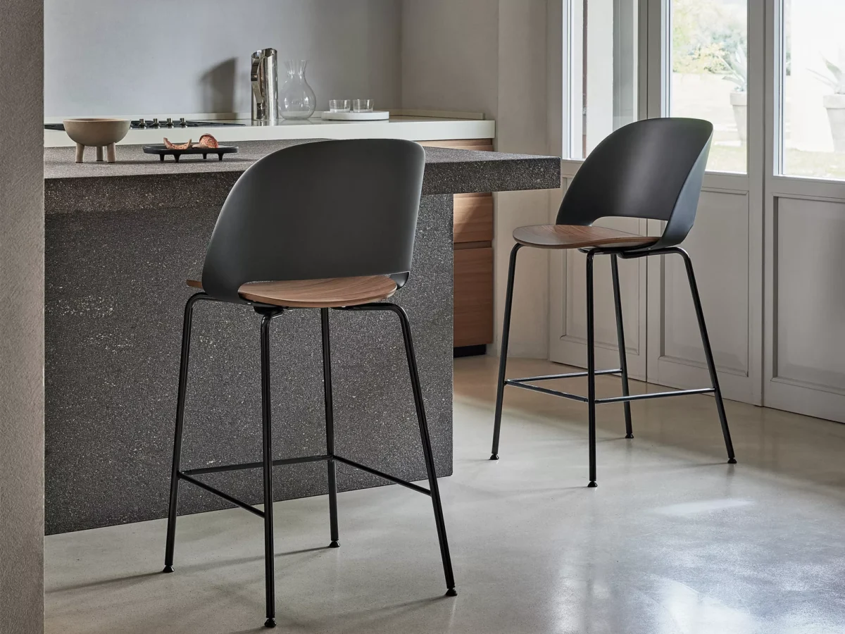 Polo Footstool by Bontempi in Royal Oak, MI featuring a sleek metal frame and upholstered seat in premium fabric.