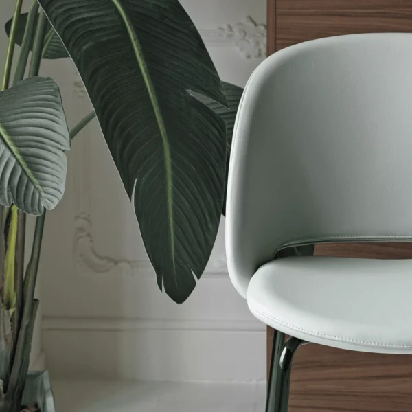 Polo Footstool Lined by Bontempi in Royal Oak, MI featuring a sleek metal frame and upholstered seat in premium fabric.
