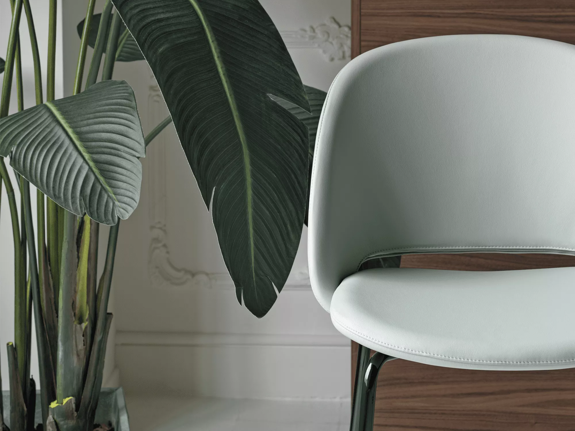 Polo Footstool Lined by Bontempi in Royal Oak, MI featuring a sleek metal frame and upholstered seat in premium fabric.