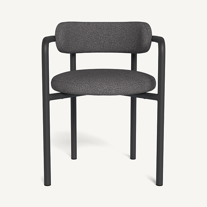“Contemporary dining chair from Harbour’s Porto line – aluminum construction for indoor-outdoor versatility”