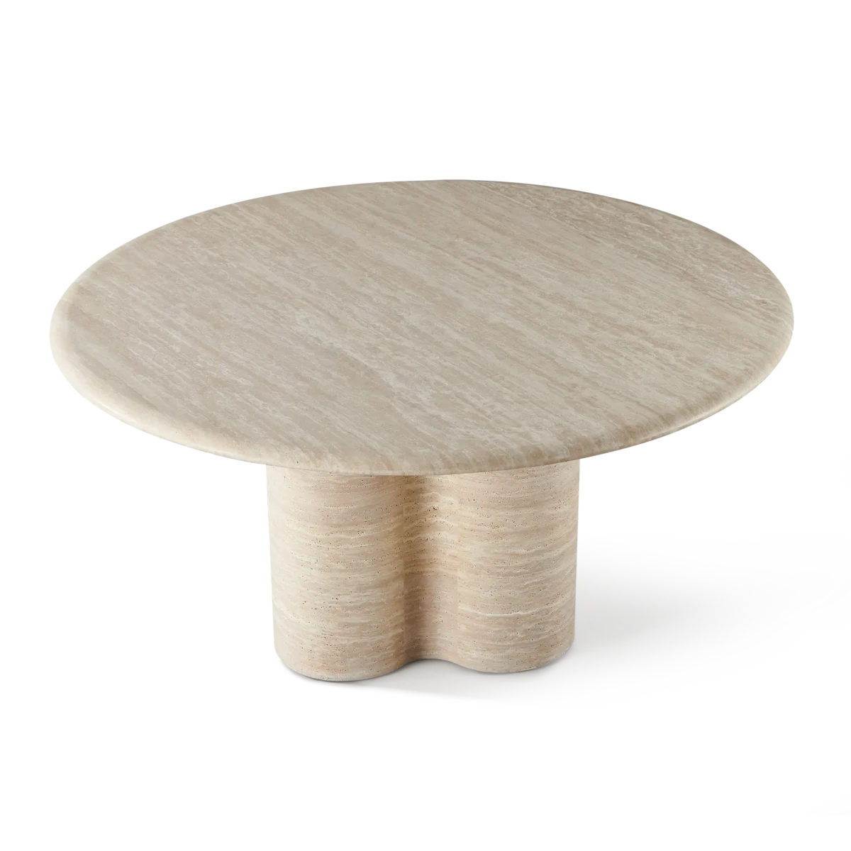 “Porto Round Dining Table – pedestal base and seamless stone design for a statement look”