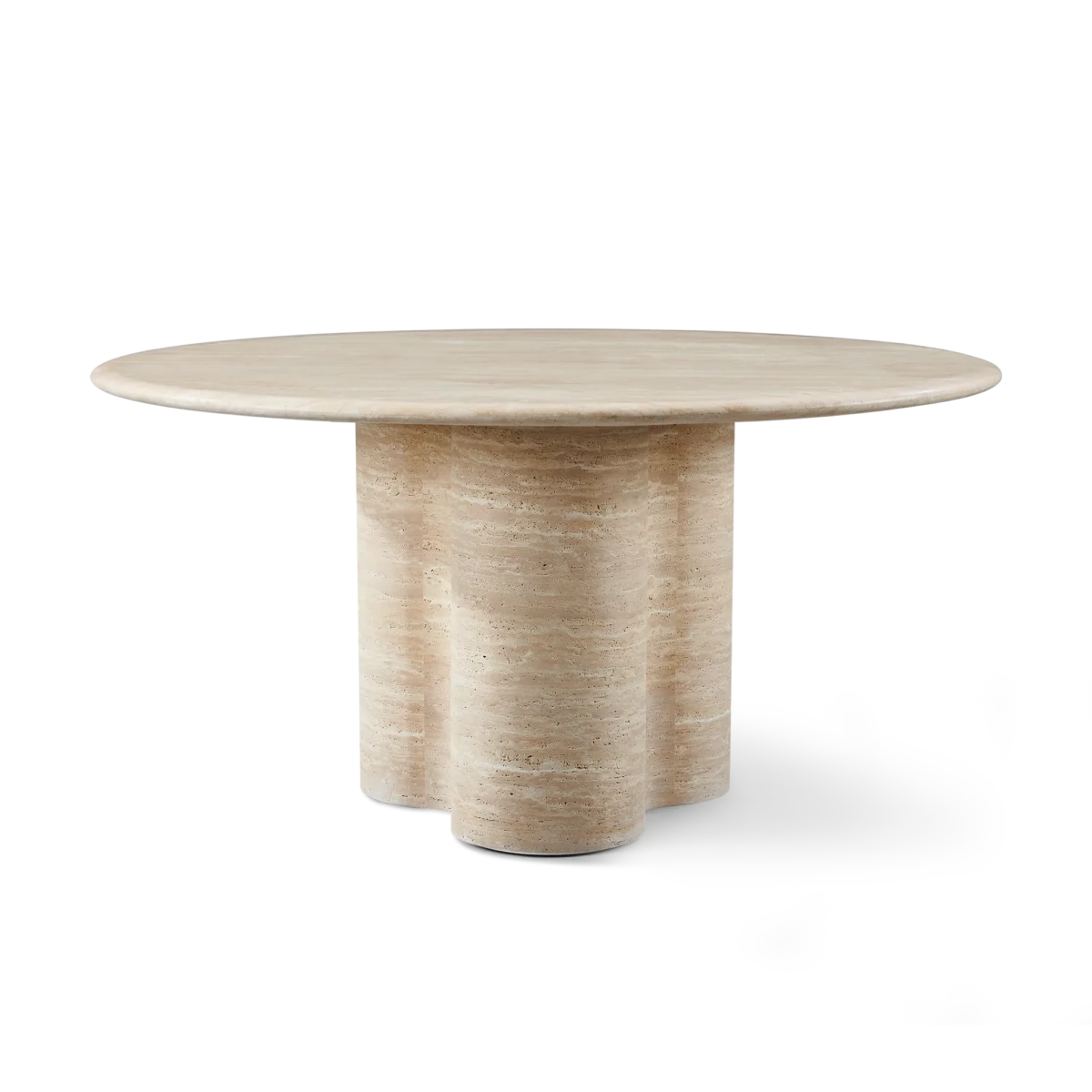 “Top view of Porto round dining table – luxurious travertine texture with circular silhouette”
