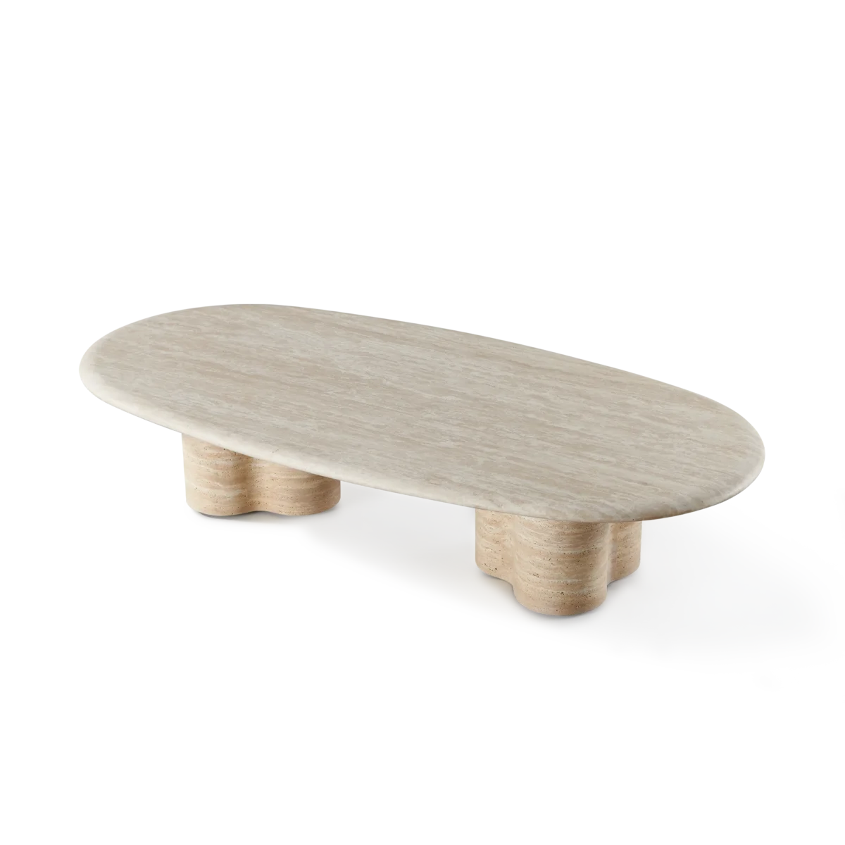 “Luxury travertine coffee table – Porto Pill design with artisanal stonework by Harbour”