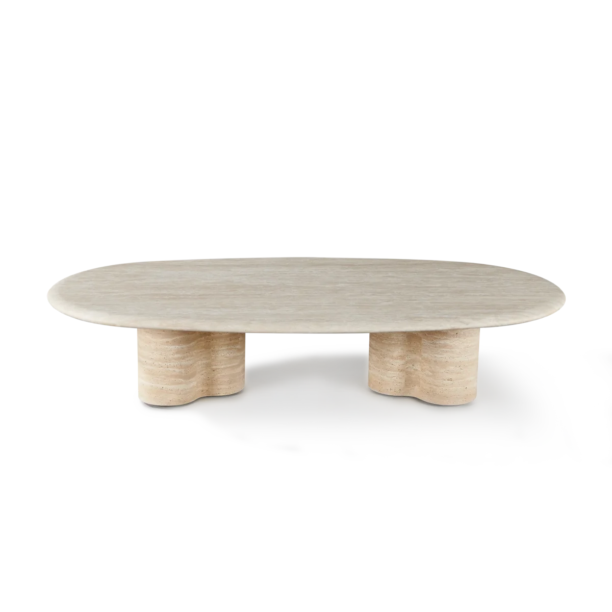 “Harbour Porto Travertine Pill Table – elegant centerpiece with organic form and architectural presence”