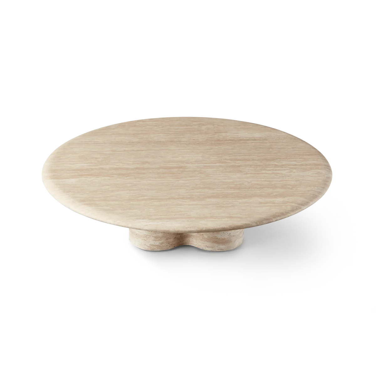 “Porto Travertine Round Coffee Table by Harbour – modern round coffee table with honed travertine stone top”