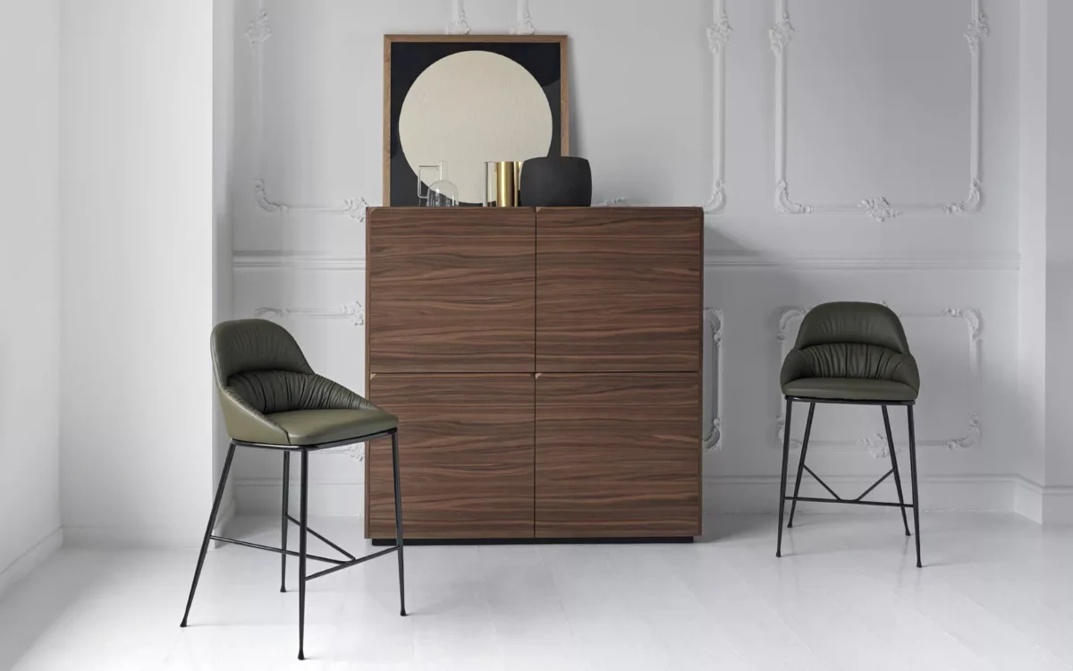 Queen Footstool by Bontempi in Royal Oak, MI featuring a sleek metal frame and plush upholstery.