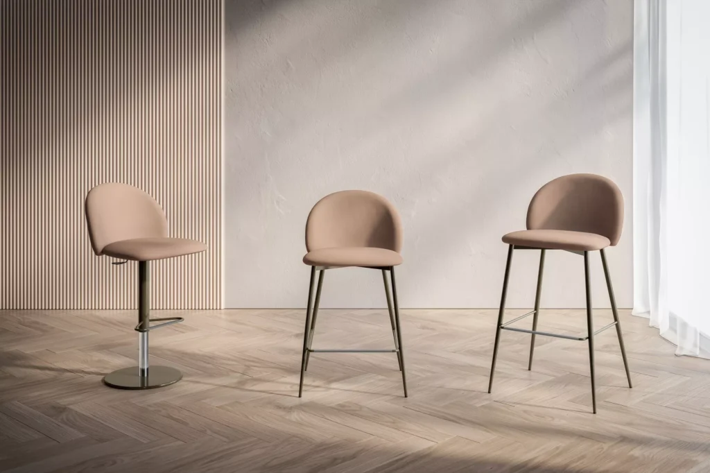 Rebecca Footstool by Bontempi in Royal Oak, MI featuring a sleek metal frame and plush upholstery.