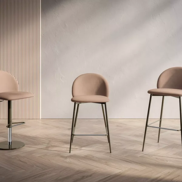 Rebecca Footstool by Bontempi in Royal Oak, MI featuring a sleek metal frame and plush upholstery.
