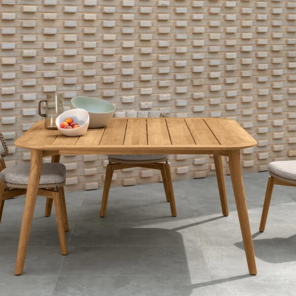 Moon//Teak Dining Table 150×150 by Talenti – square outdoor table with premium teak top and modern Italian frame