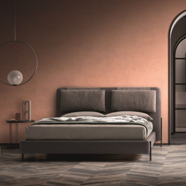 “ALAR bed by Ditre Italia – modern Italian upholstered bed with clean lines and cushioned headboard”