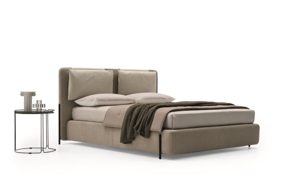 “Ditre Italia ALAR bed – contemporary platform bed with soft fabric finish and minimalist design”