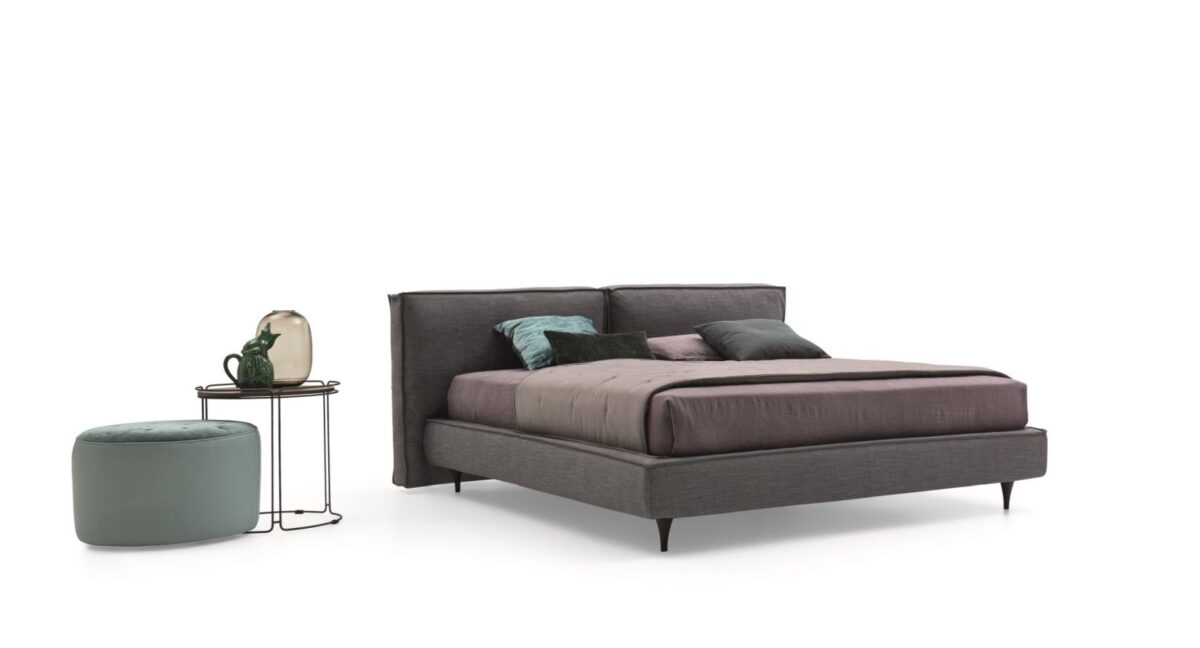 “Flann 2.0 bed frame by Ditre Italia – sleek Italian platform bed with cushioned panels and luxurious comfort”
