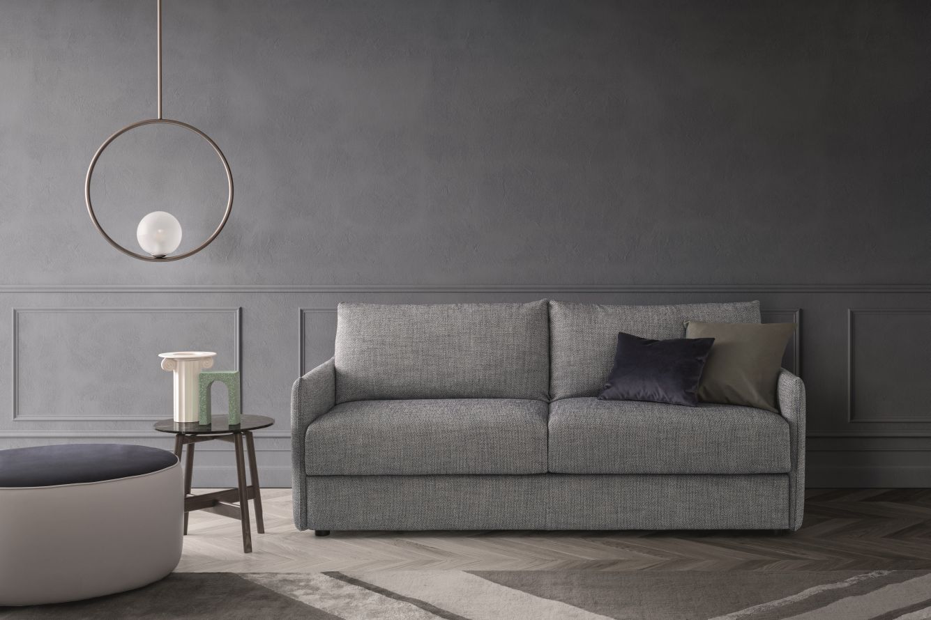 “Freedom 2.0 bed by Ditre Italia – modern Italian upholstered bed with tall cushioned headboard and minimalist frame”