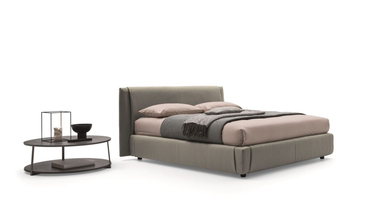 “Ditre Italia KAILUA bed – contemporary platform bed featuring clean lines and luxurious fabric finish”