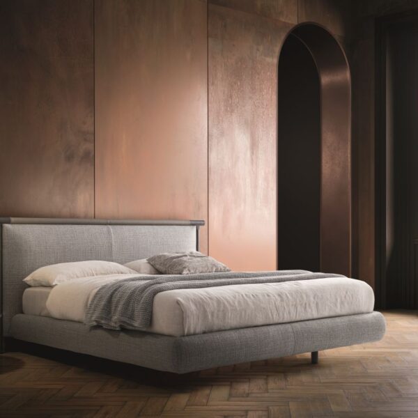 “NATHAN bed by Ditre Italia – modern Italian bed with wide upholstered headboard and clean-lined frame”