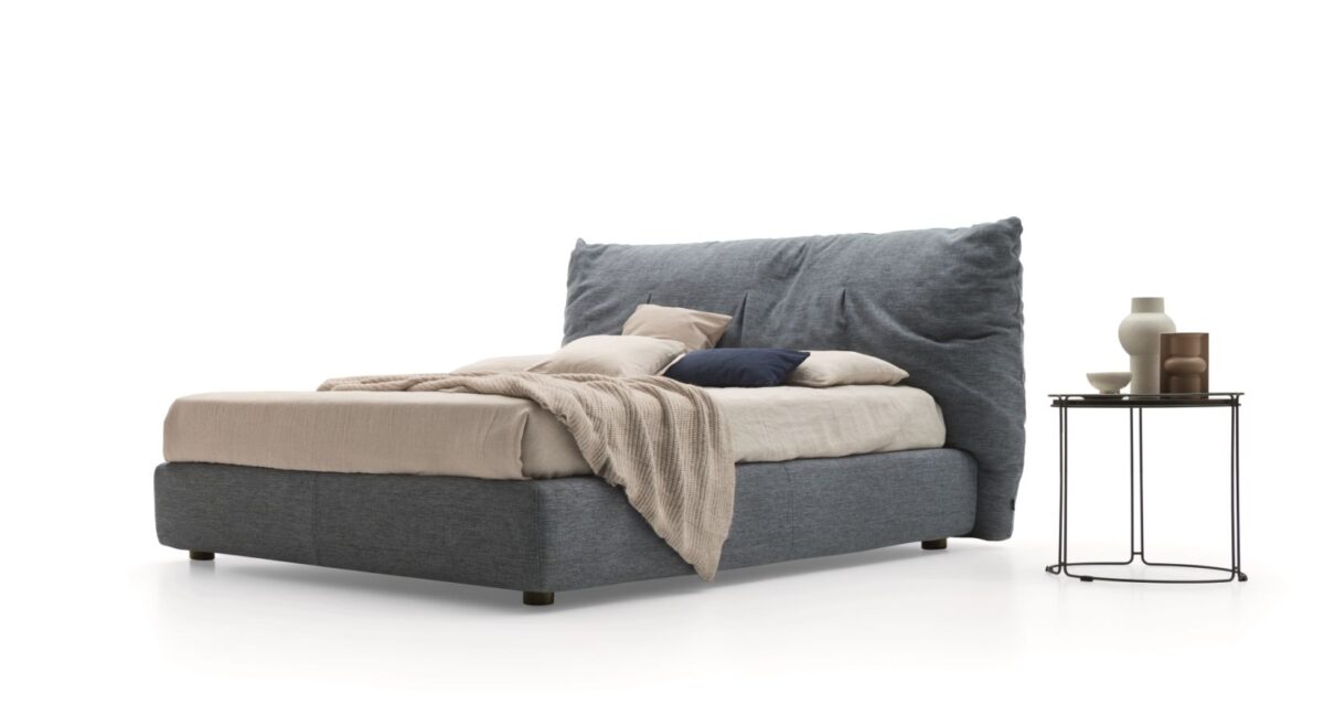 “Ditre Italia PAPILO bed – modern upholstered bed featuring pillow-like backrest and low platform frame”