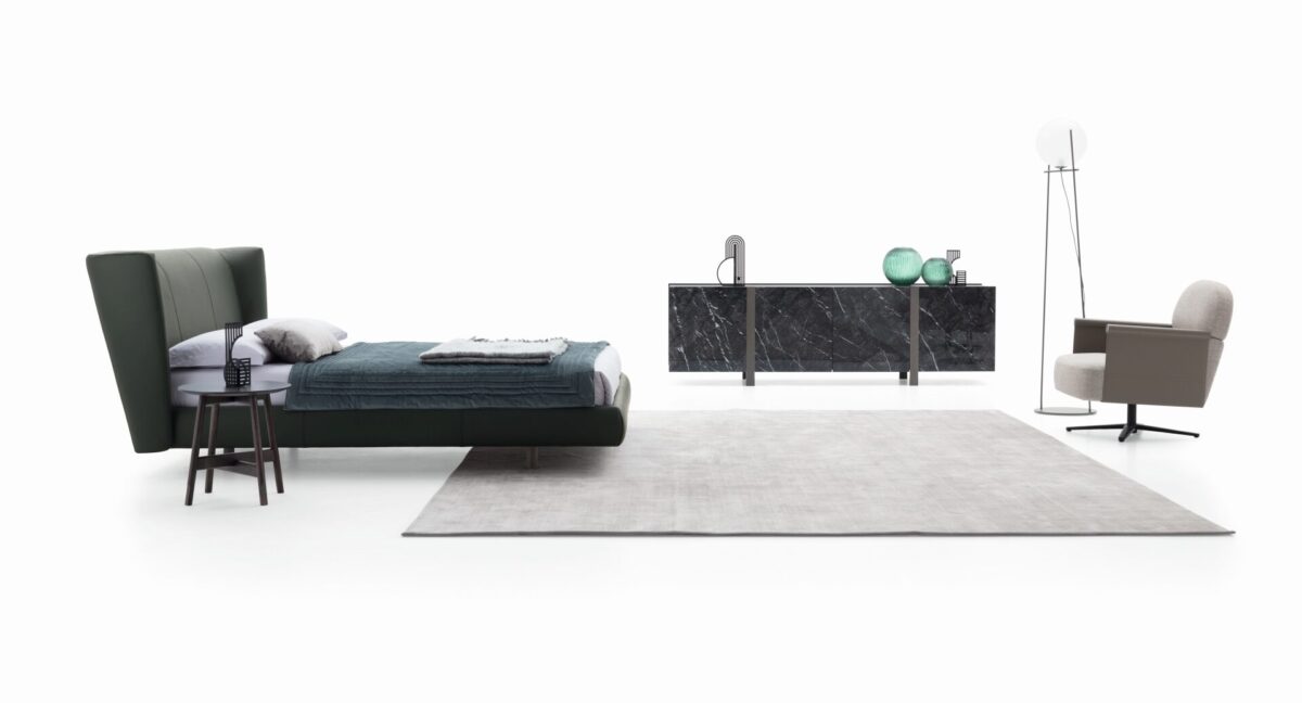 “ROYAL bed by Ditre Italia – luxurious Italian bed with high upholstered headboard and refined modern design”