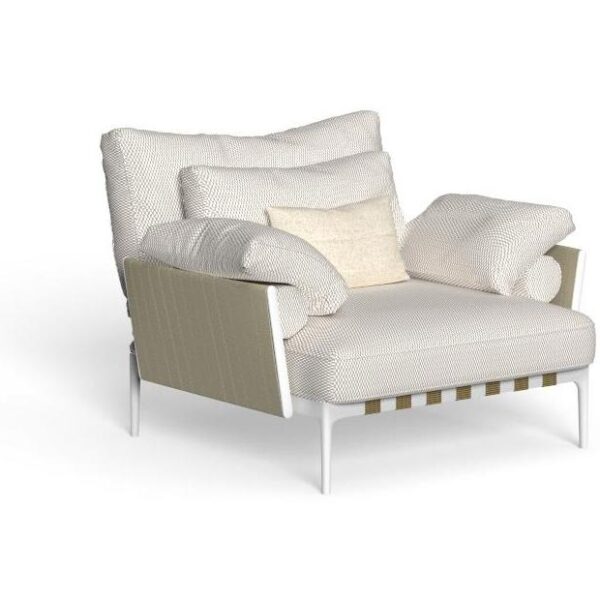 Modern Salinas Living Armchair by Studio Talenti for Talentispa, high-end Italian outdoor seating for Royal Oak, Michigan.