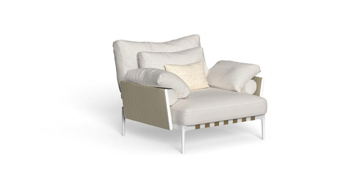 Modern Salinas Living Armchair by Studio Talenti for Talentispa, high-end Italian outdoor seating for Royal Oak, Michigan.