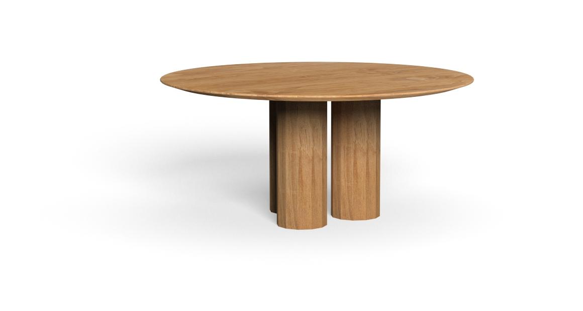 "Salinas D165 Accoya table by TalentiSpa blending organic texture with minimalist outdoor style."