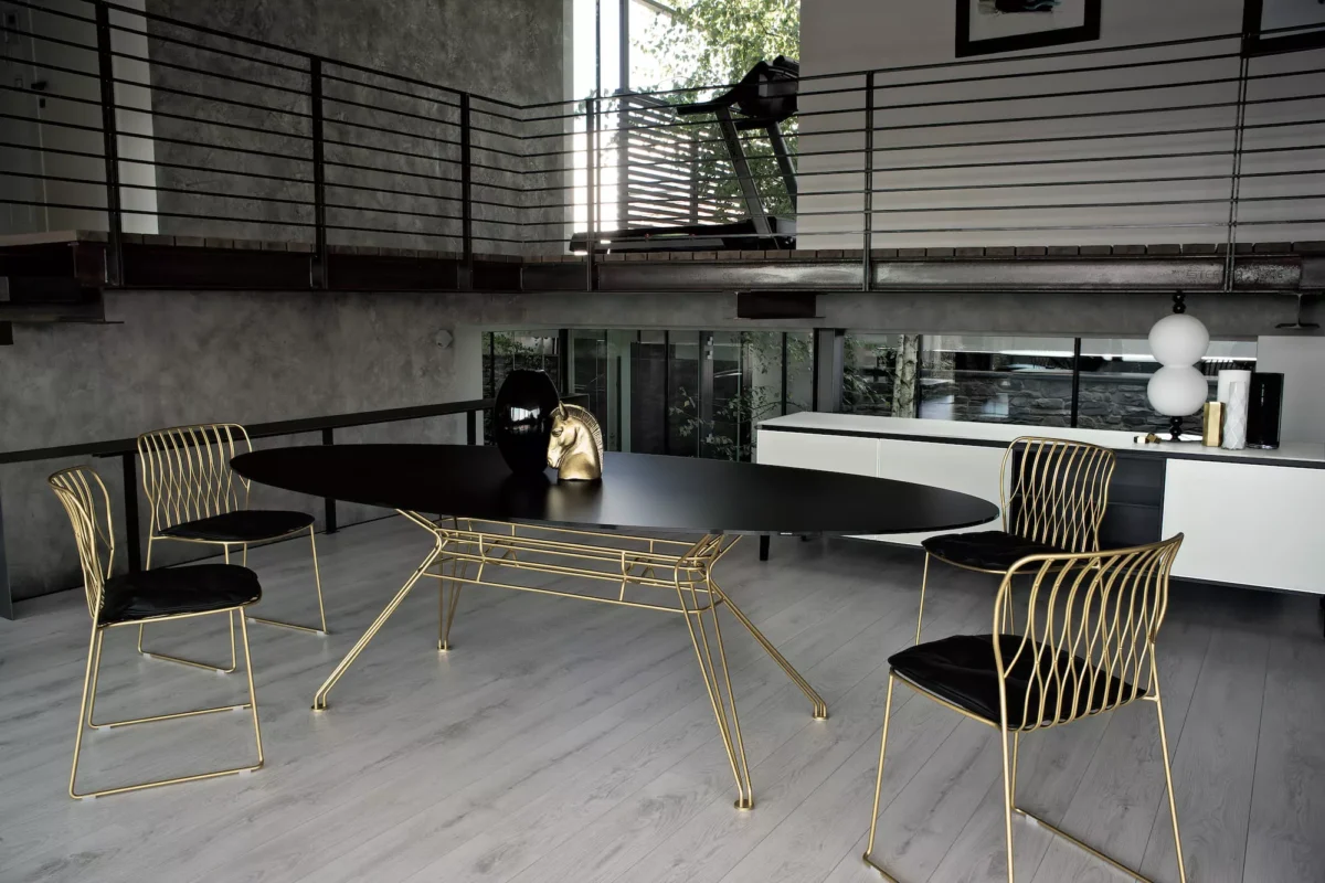 Freak by Bontempi dining chair with avant-garde sculptural frame