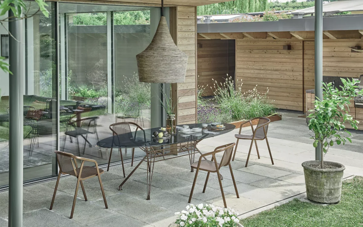 Luxury contemporary Ines outdoor furniture by Bontempi, perfect for an elegant patio in Birmingham, Michigan.