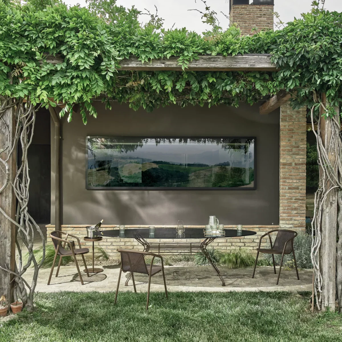 Luxury contemporary Ines outdoor furniture by Bontempi, perfect for an elegant patio in Birmingham, Michigan.