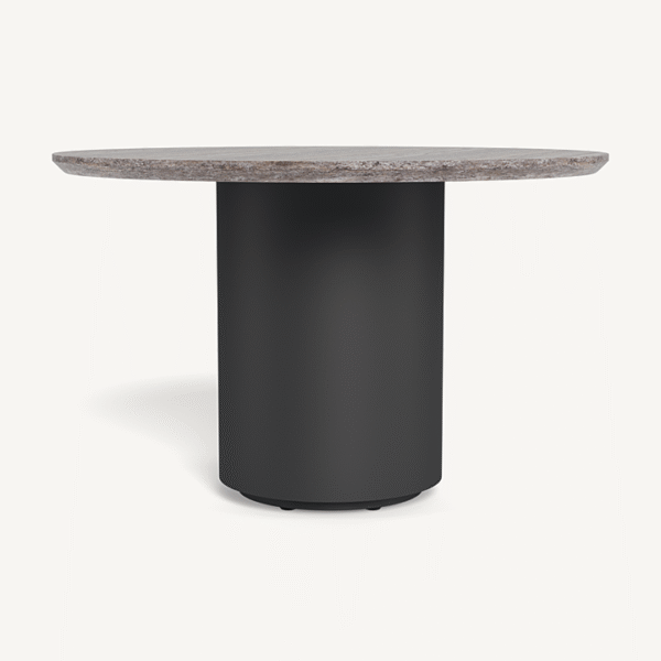 “Santorini Outdoor Stone Round Dining Table 48 inch by Harbour – compact modern outdoor table with stone top”