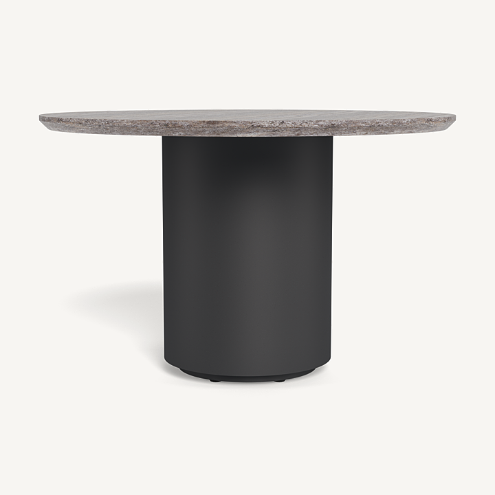 “Santorini Outdoor Stone Round Dining Table 48 inch by Harbour – compact modern outdoor table with stone top”