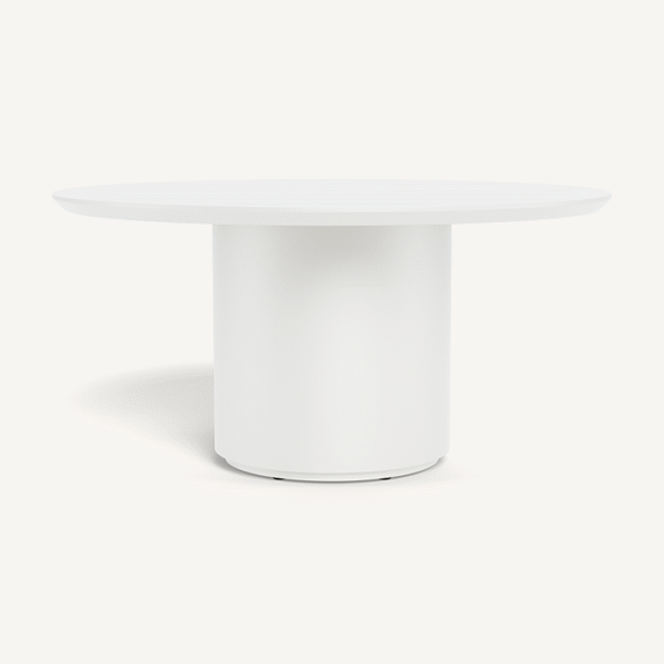 “Santorini Outdoor Slatted Round Dining Table 60 inch by Harbour – modern teak-look table with coastal style”