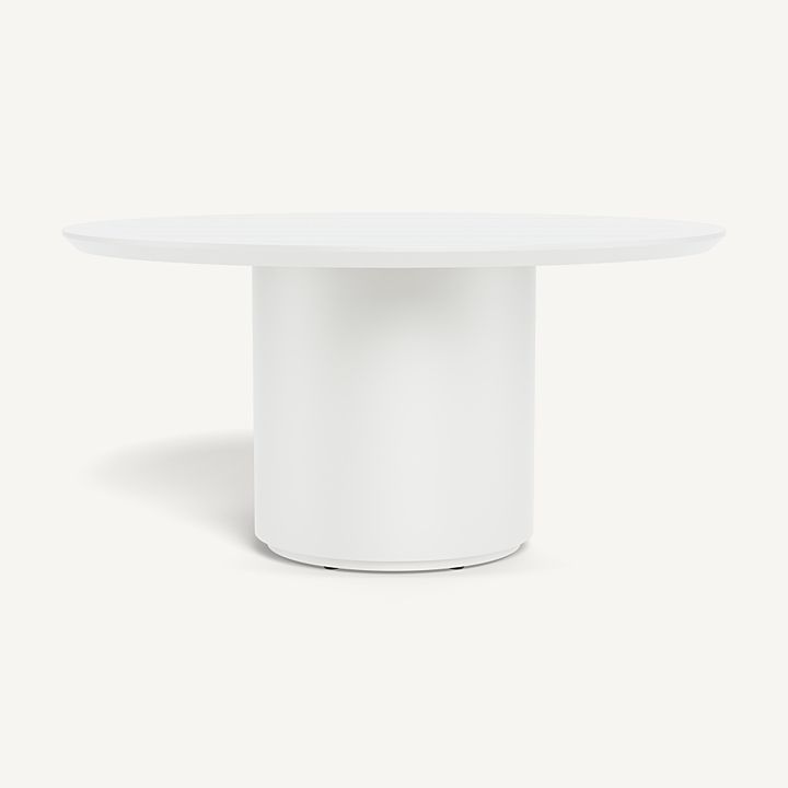 “Santorini Outdoor Slatted Round Dining Table 60 inch by Harbour – modern teak-look table with coastal style”