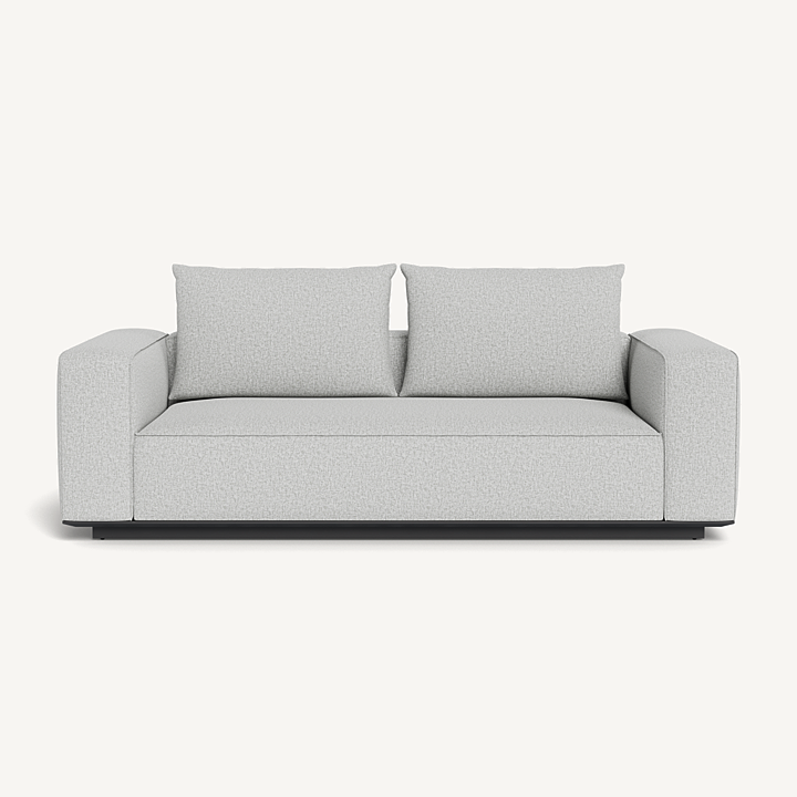 “Santorini Outdoor 2 Seat Sofa by Harbour – modern aluminum loveseat with deep outdoor cushions”