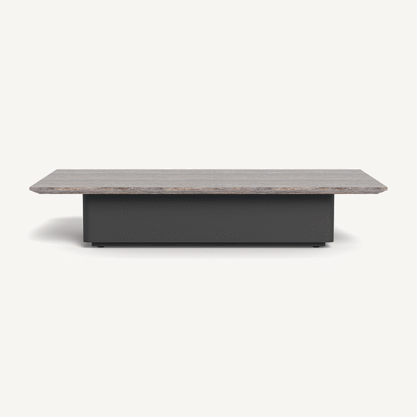 “Santorini Outdoor Stone Coffee Table by Harbour – modern low-profile coffee table with solid stone construction”