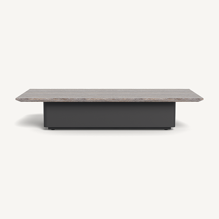 “Santorini Outdoor Stone Coffee Table by Harbour – modern low-profile coffee table with solid stone construction”