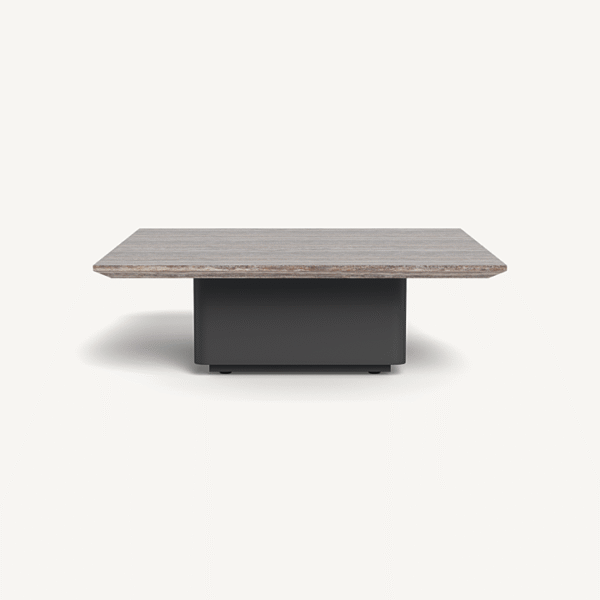 “Santorini Outdoor Stone Square Side Table by Harbour – modern square table with stone top for refined outdoor living”