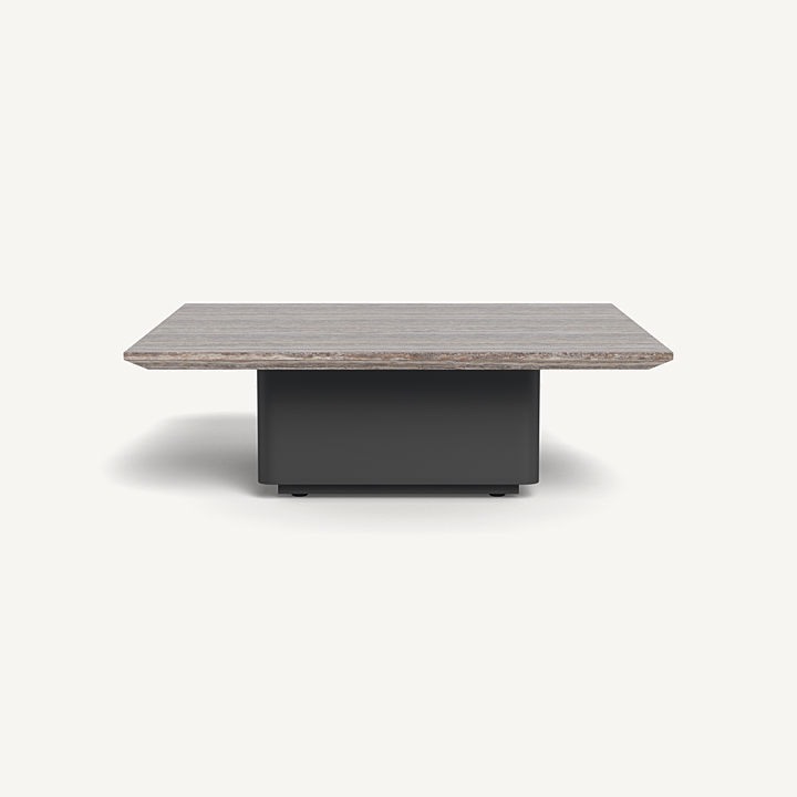 “Santorini Outdoor Stone Square Side Table by Harbour – modern square table with stone top for refined outdoor living”