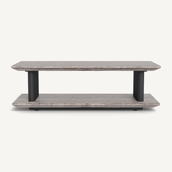 “Santorini Outdoor Stone Rectangle Side Table by Harbour – elegant stone-topped side table for luxury outdoor spaces”
